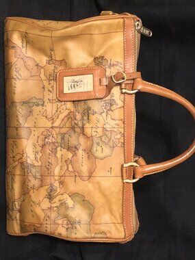 Vintage Alviero Martini Prima Classe Geo Map Boston Satchel Bag Italy